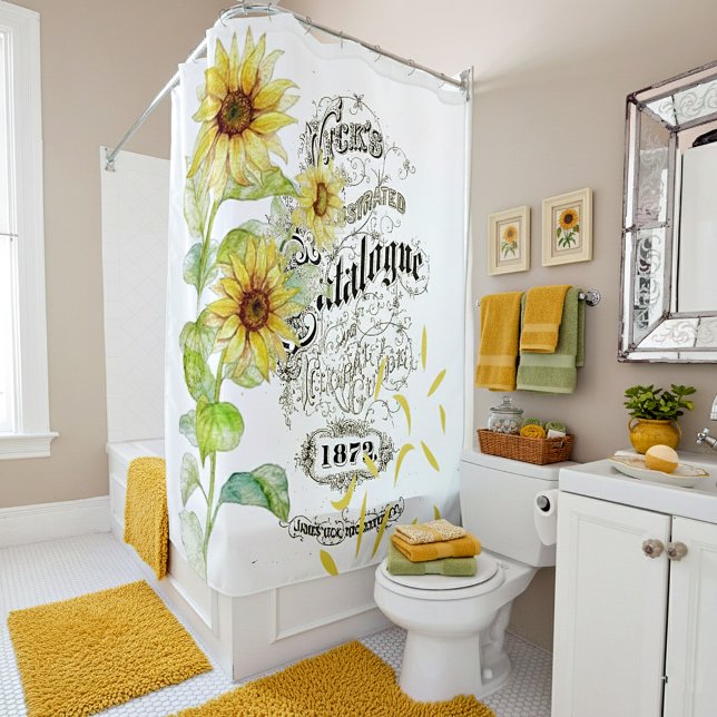 Tournesol vintage clair Douche rideau (Créateur téléchargé)