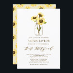 Tournesols à Mason Jar Invitation Bat mitzvah<br><div class="desc">Invitation de Bat mitzvah fantaisiste avec des tournesols jaunes dans un bocal de mason aux papillons. Cette invitation à la Bat mitzvah florale est entièrement personnalisable.</div>