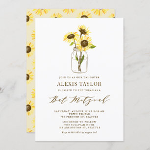 Tournesols à Mason Jar Invitation Bat mitzvah