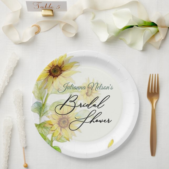 Tournesols assiettes en papier (Mariage)
