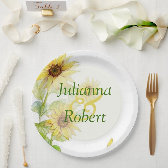 Tournesols assiettes en papier (Mariage)