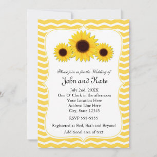 Tournesols Chevron Russe Faire-part de mariage