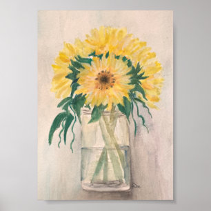 Tournesols dans une affiche Vase Premium Canvas (5