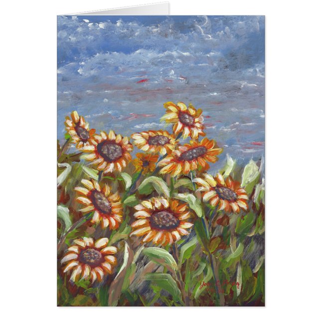 Tournesols dans une peinture acrylique de champ (Devant)