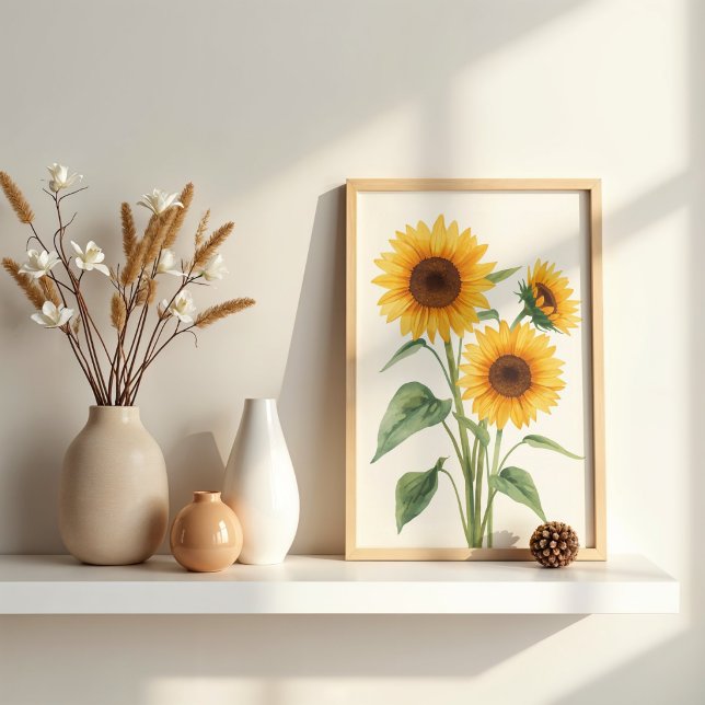 Tournesols dorés Art mural botanique à l'aquarelle (Créateur téléchargé)