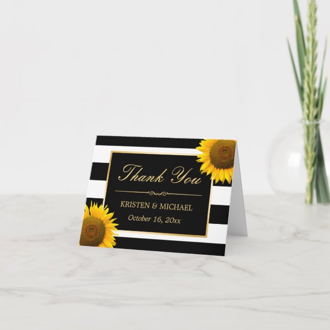 Tournesols Élégants Rayures Noir Blanc Merci (Devant)