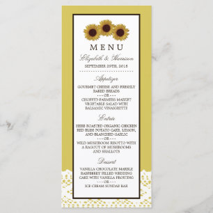 Tournesols et dentelle Vintage Menu Mariage