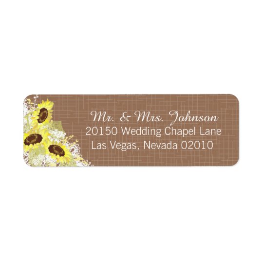 Tournesols et étiquette rustique de mariage de