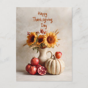 Tournesols et fruits sur une table, Carte postale