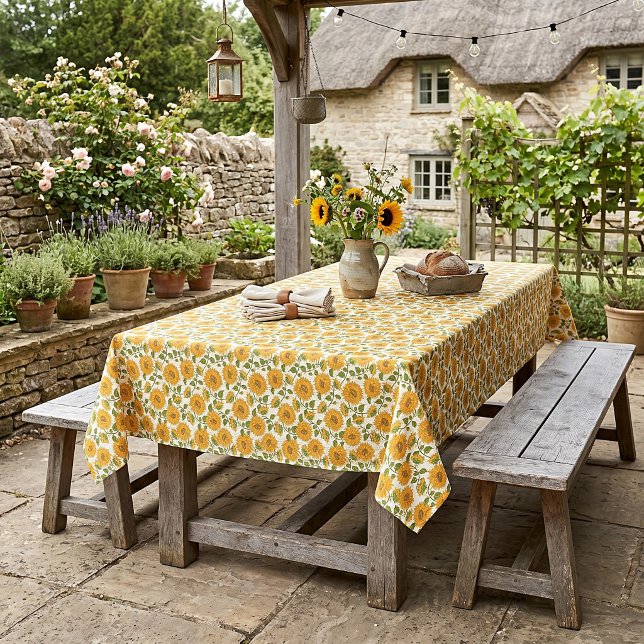 Tournesols et nappe en tissu avec texte (Créateur téléchargé)
