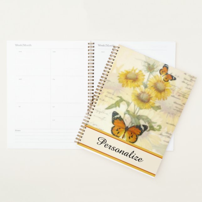 Tournesols et papillon personnalisés (Devant avec enveloppe)
