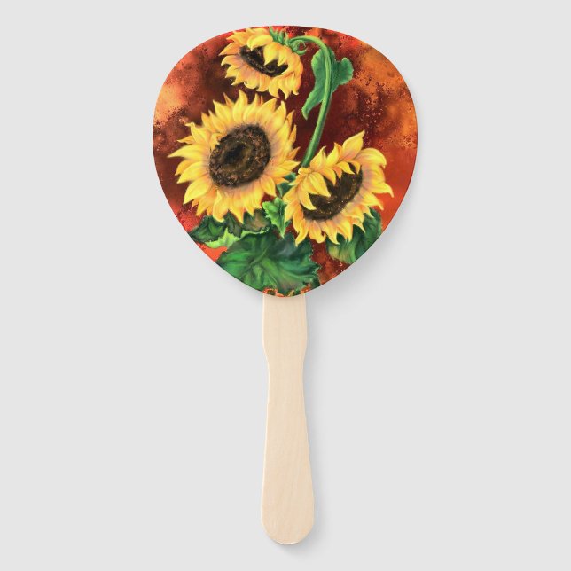 Tournesols Jaunes Éventails à Main (Dos)