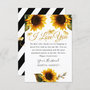Tournesols Je T'Aime Carte Anniversaire Pour Femme