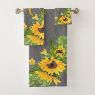 Tournesols monogrammes Décor gris jaune
