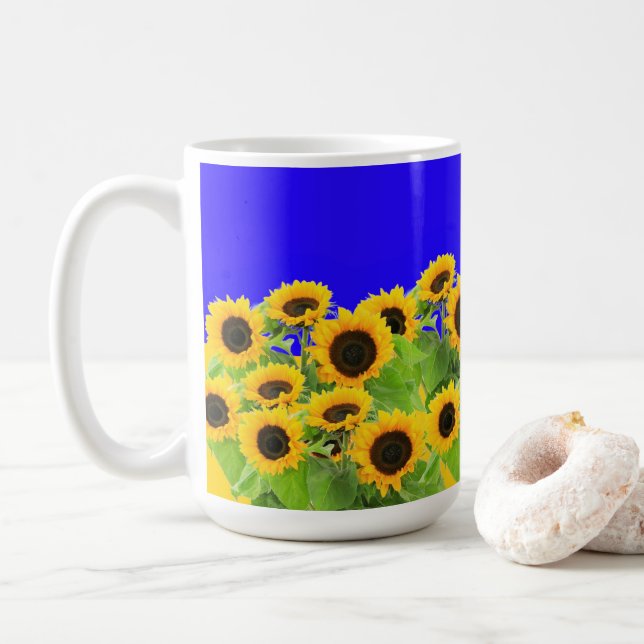 Tournesols Mugs café drapeau ukrainien Couleurs (Avec donut)
