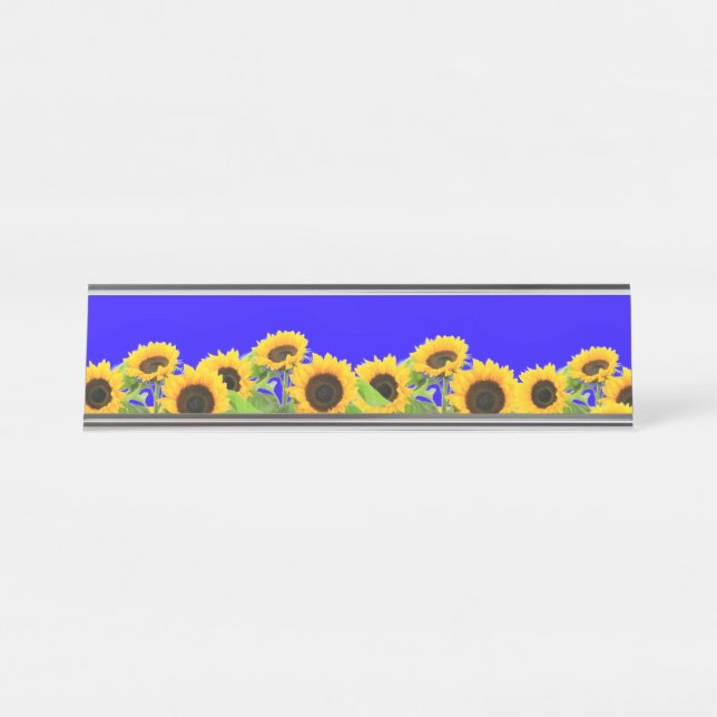 Tournesols Plaque de bureau ukrainienne Drapeau co (Devant)