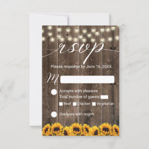 Tournesols Rustique String éclats mariage RSVP