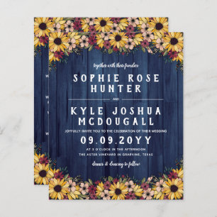 Tournesols Rustiques Bleu Bois 2 En 1 Mariage Budg