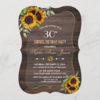 Tournesols rustiques Bois Invitation de fête d'ann