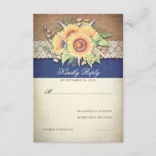 Tournesols rustiques Burlap Marine Wedding RSVP