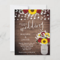 Tournesols rustiques et Roses Mason Jar Mariage