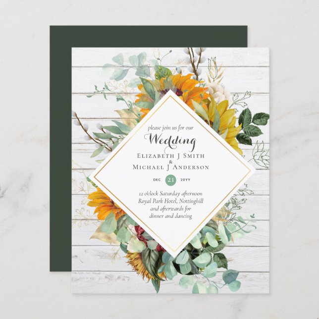 Tournesols Rustiques Eucalyptus Greenery Mariage I (Devant / Derrière)