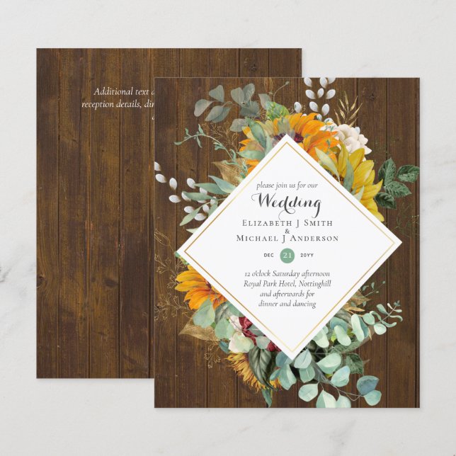 Tournesols Rustiques Eucalyptus Greenery Mariage I (Devant / Derrière)
