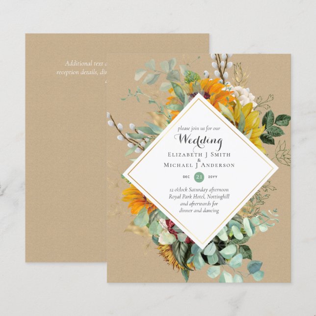 Tournesols Rustiques Eucalyptus Greenery Mariage I (Devant / Derrière)