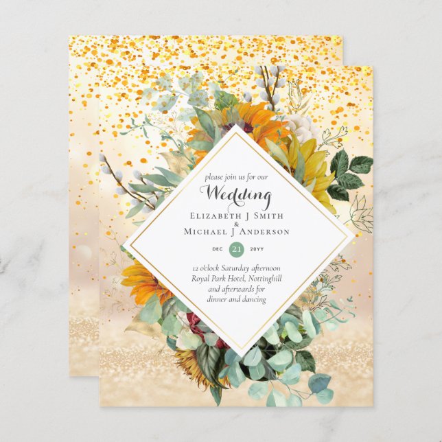 Tournesols Rustiques Eucalyptus Greenery Mariage I (Devant / Derrière)