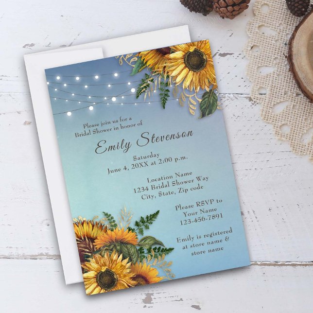 Tournesols rustiques, Invitation feuille de douche (Créateur téléchargé)