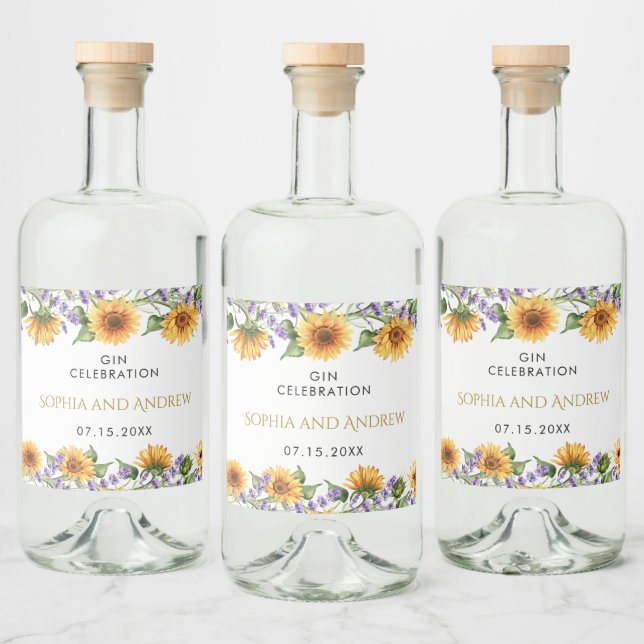 Tournesols rustiques & Lavender Mariage Étiquette  (Bouteilles)