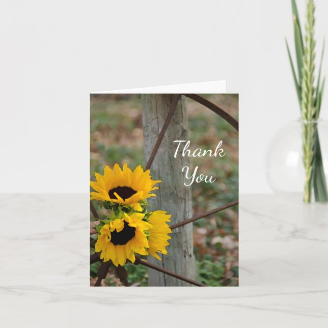 Tournesols rustiques Roue de chariot Western Merci (Devant)