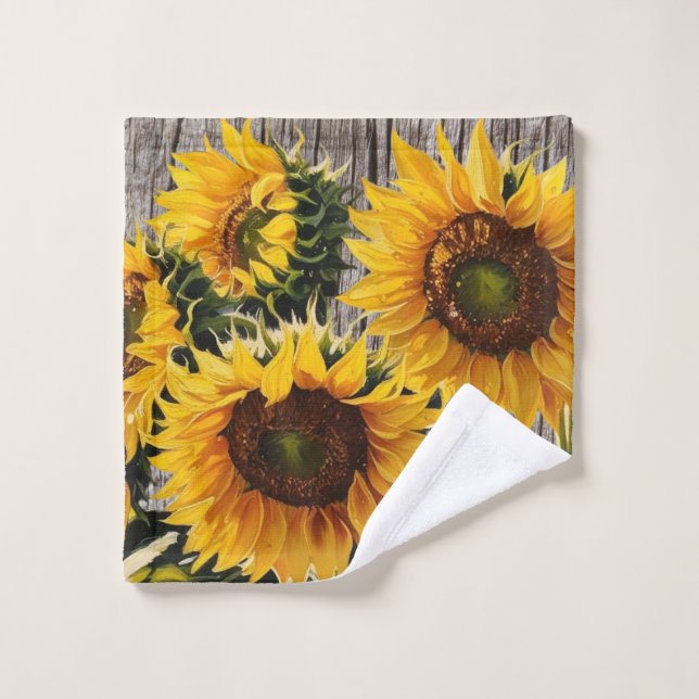 Tournesols Rustiques Sur Barton Imprimer (Gant de toilette)