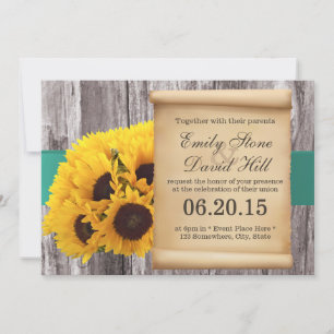 Tournesols rustiques Turquoise Ceinture Invitation