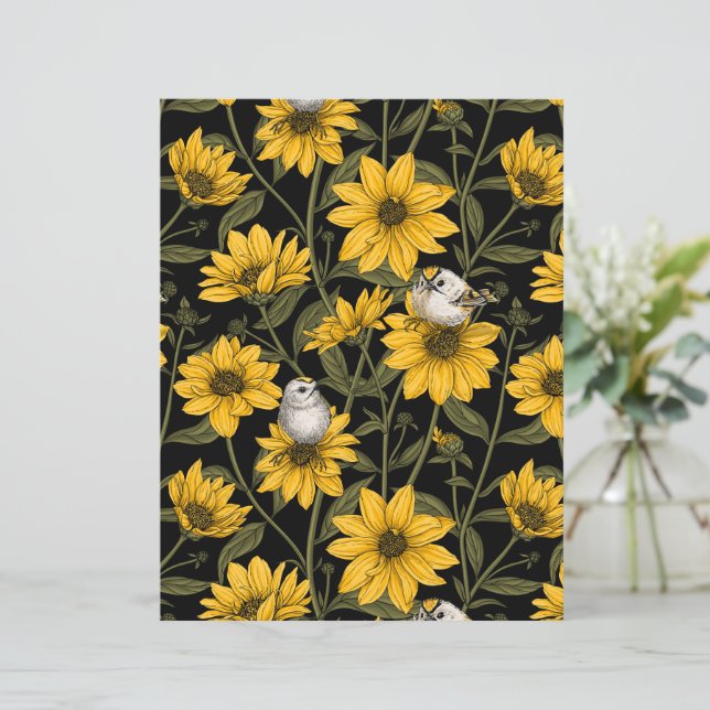 Tournesols sauvages et roitelets/ jaune et gr (Debout devant)