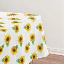 Tournesols sur nappe blanche