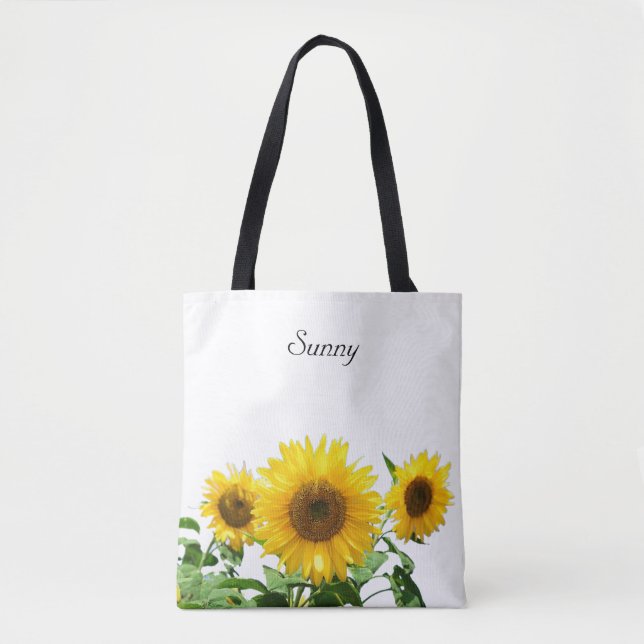 Tournesols sur sac fourre-tout blanc (Devant)