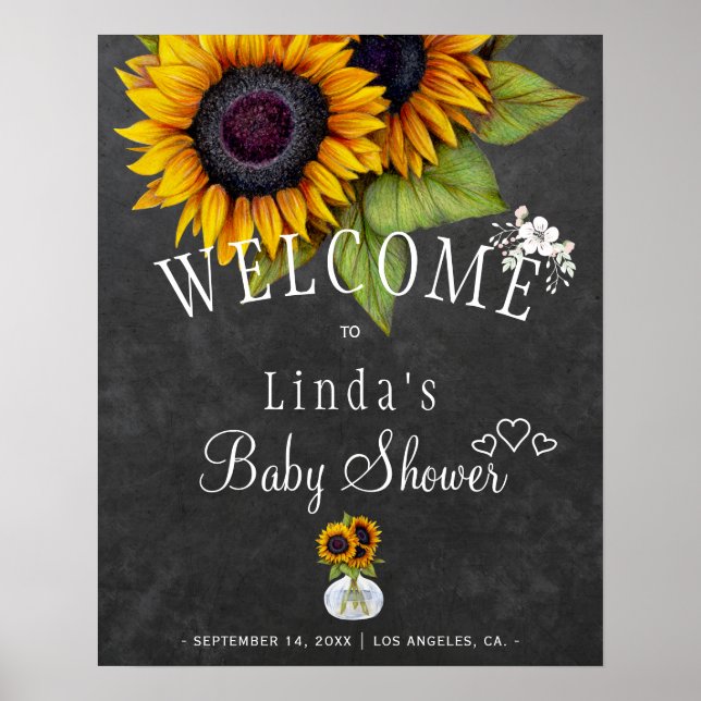 Tournesols tableau automne baby shower (Devant)