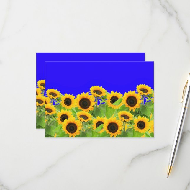 Tournesols Ukraine Drapeau Couleurs Carte Liberté (Devant/Arrière en situation)