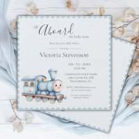 Tous à bord du Baby shower Baby Train Blue Boy