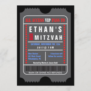 TOUS ACCÈS VIP PASS Bar Mitzvah Invitation