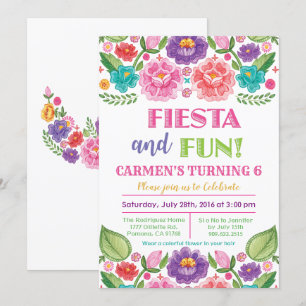 TOUS ÂGES - Invitation d'anniversaire Fiesta Flora