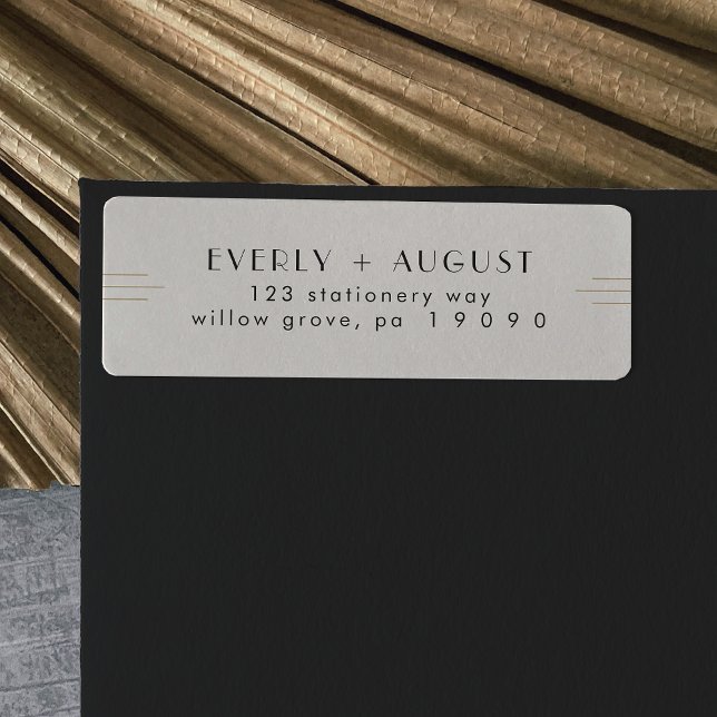 TOUS Art Déco Ivoire Noir Retour Adresse Étiquette (EVERLY Art Deco Ivory Black Return Address Labels)