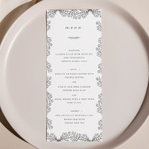 Tous Floral Noir & Blanc Mariage Diner Menu