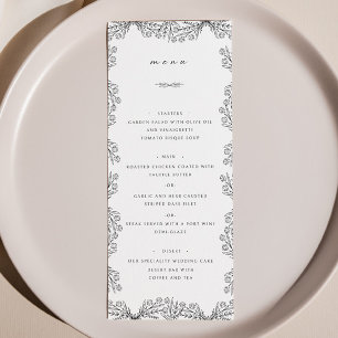 Tous Floral Noir & Blanc Mariage Diner Menu