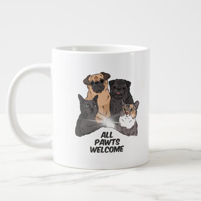 Tous les Pawts Bienvenue Jumbo Mug (Gauche)
