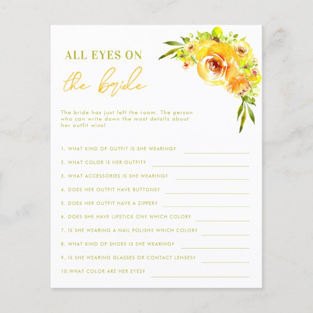 Tous les yeux sur la mariée Jeu de fête de mariage (Devant)