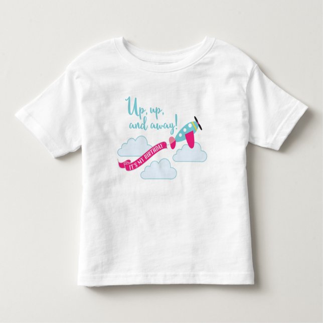 Tous Petits T-shirt d'anniversaire d'avion pour les filles (Devant)