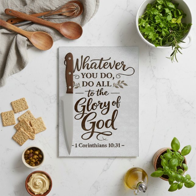 Tout à la gloire de Dieu Planche à découper de l'É (Whatever you do, do all to the Glory of God 1 Corinthians 10:31 Christian kitchen gift)