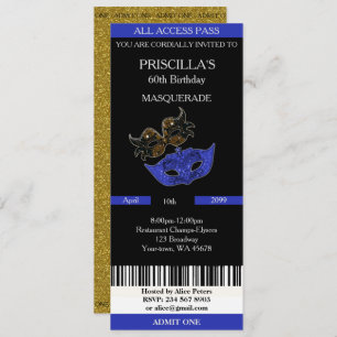 tout âge, 60 ans, Invitation Billet d'anniversaire